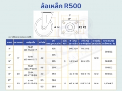 ล้อเหล็ก R500 ล้อตาย รับน้ำหนัก 500-1000kg 